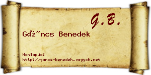 Gáncs Benedek névjegykártya