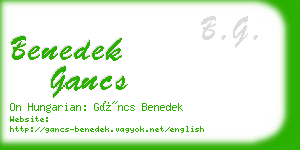 benedek gancs business card